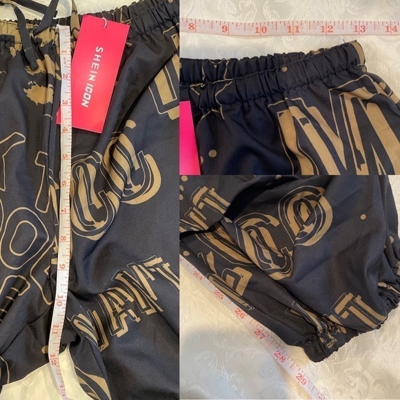 SHEIN Parachute Pants Black Green Elastic Waist Size 4 New - Picture 11 of 15